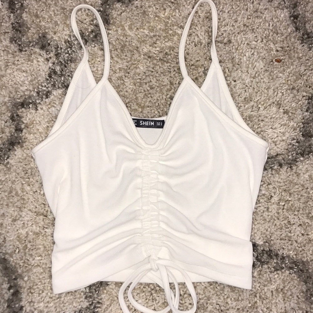 Shein White crop top tie off